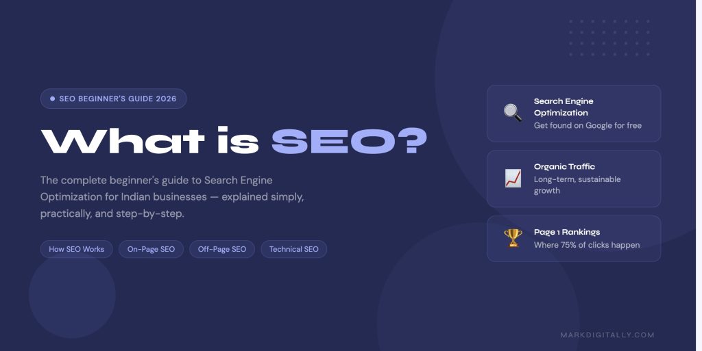 What is SEO - Complete Beginner's Guide for Indian Businesses 2026 by Mark Digitally